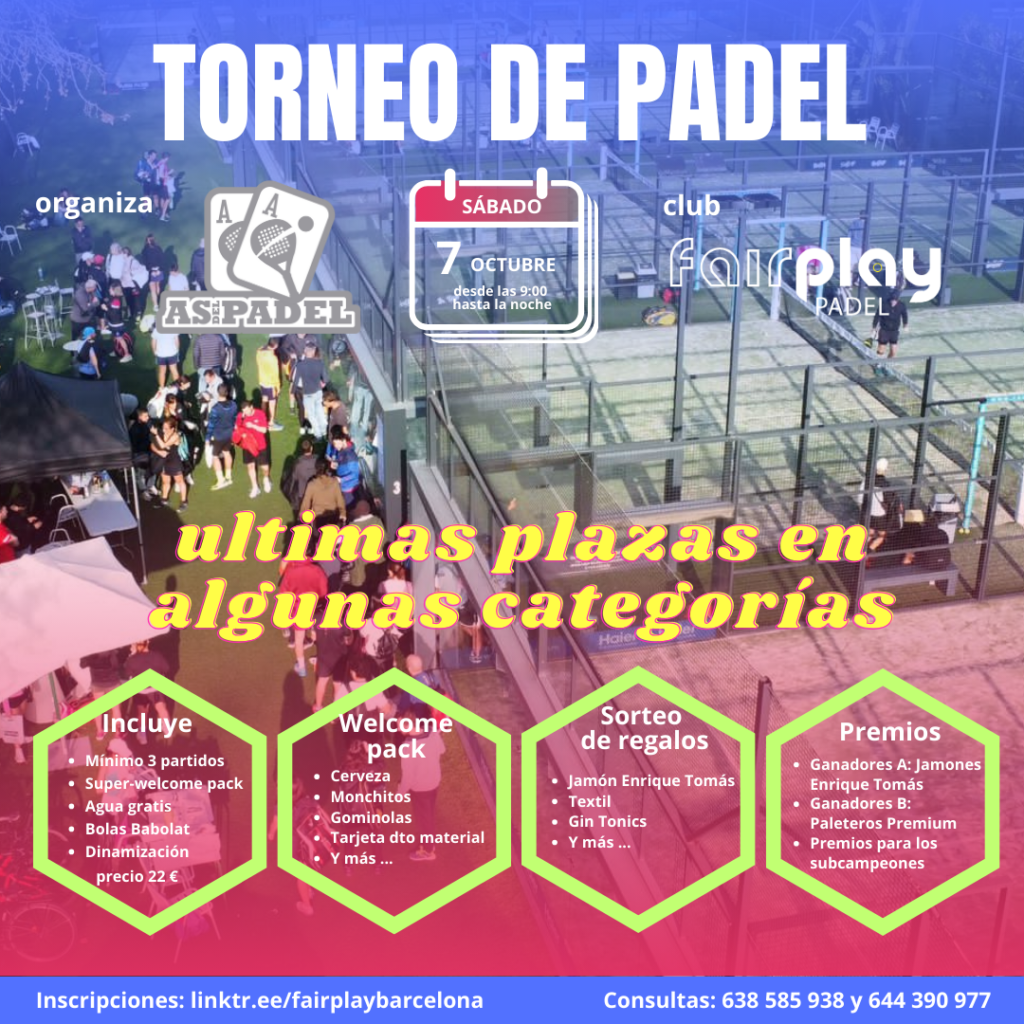 Torneo padel fairplay express reserva pista padel americanas clases